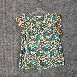 House Of Harlow Womens Bohemian Printed Top Size XL Short Sleeve Multi Color